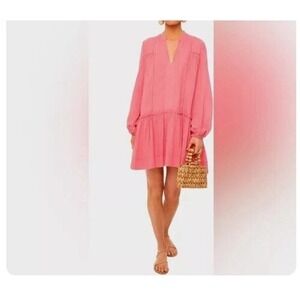 Tuckernuck Pomander Place Womens Size S Pink Ophelia Beaded Cotton Coverup Dress